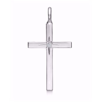 Sølv kors med zirkonia (29x18 mm)-GSD